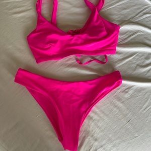 shein hot pink bikini